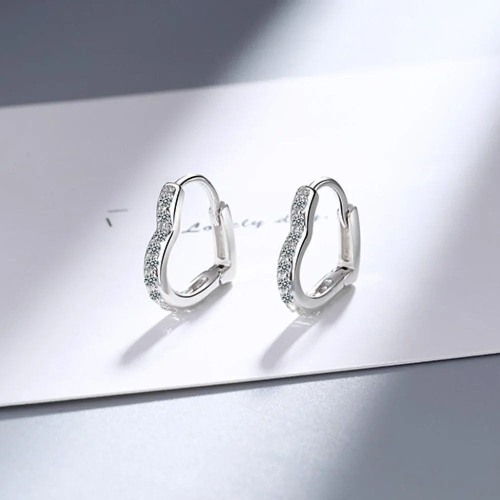 NEW Silver Lovely Love Heart Hoop Earrings - Picture 2 of 6